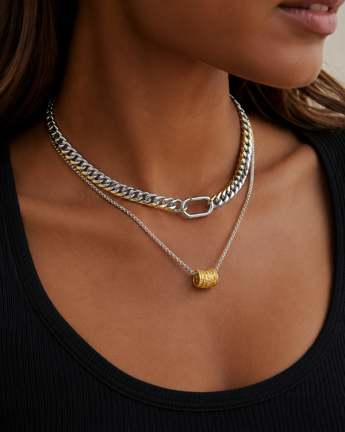 Doree Two-Tone Charm Necklace