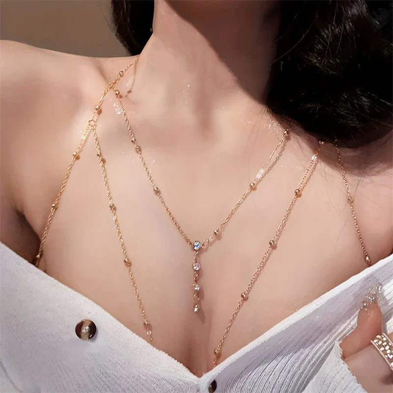 Lila Beaded Waist Chain on model