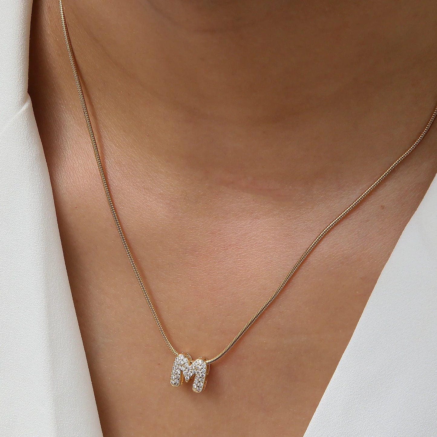 Elle Initial Letter Necklace close up