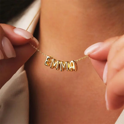 Cloud Bubble Name Necklace close up